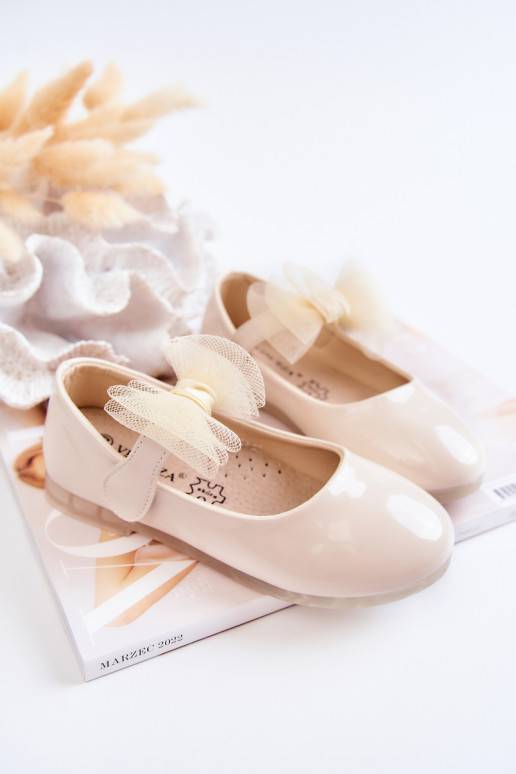 Lacquered Children's Ballerinas With Velcro Light beige Carla Lacquered Children's Ballerinas With Velcro Light beige Carla