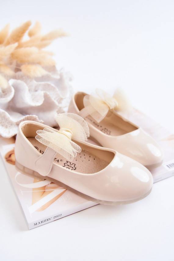 Lacquered Children's Ballerinas With Velcro Light beige Carla