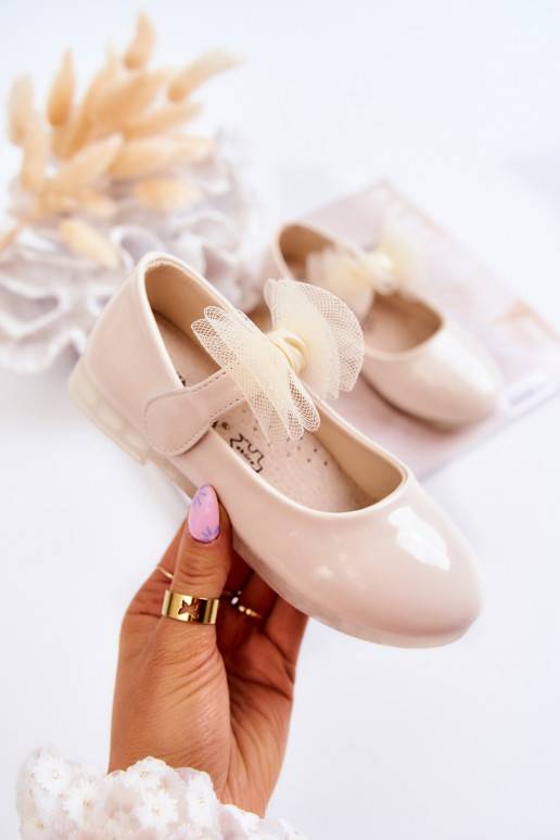 Lacquered Children's Ballerinas With Velcro Light beige Carla