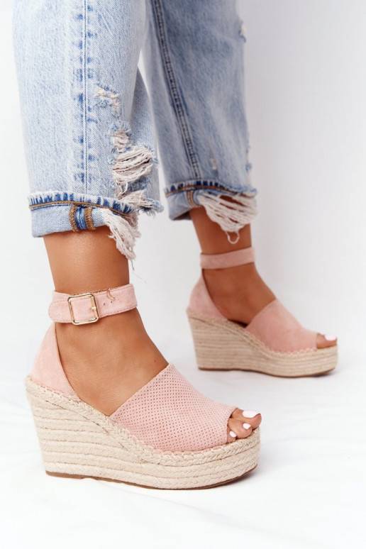 Wedge Sandals With Braids Light Pink Makenna