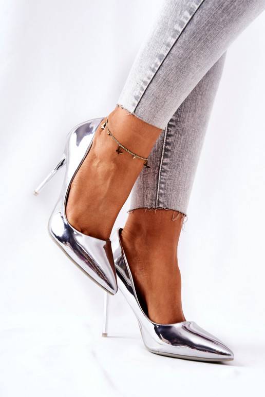 Elegant Silver Mirror Stilettos Adrinnah