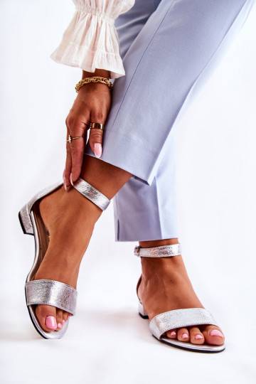 Women's Leather Sandals Silver Shanley 2