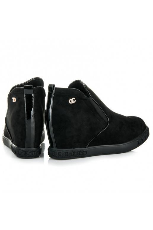 Suede Black Slip On Shoes With Hidden...