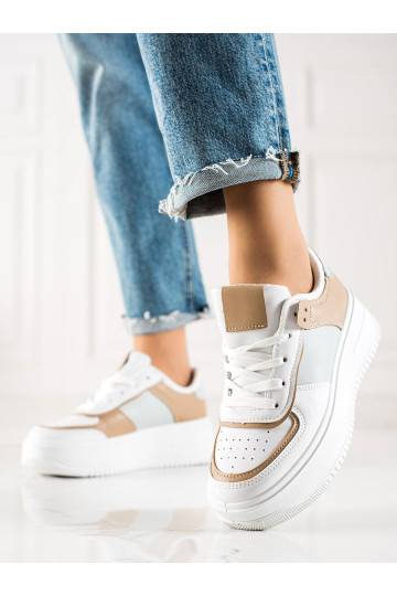 Comfortable Sneakers model shoes with a wide platform and cream