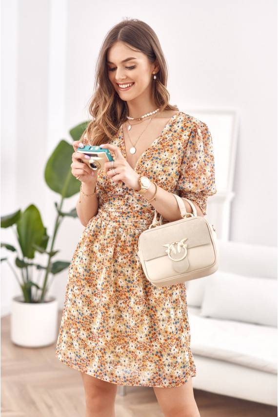 Lightweight floral dress in yellow