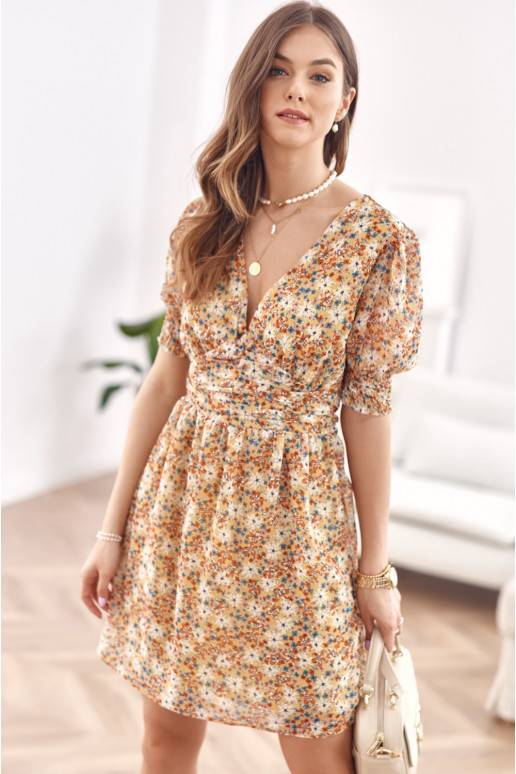 Lightweight floral dress in yellow