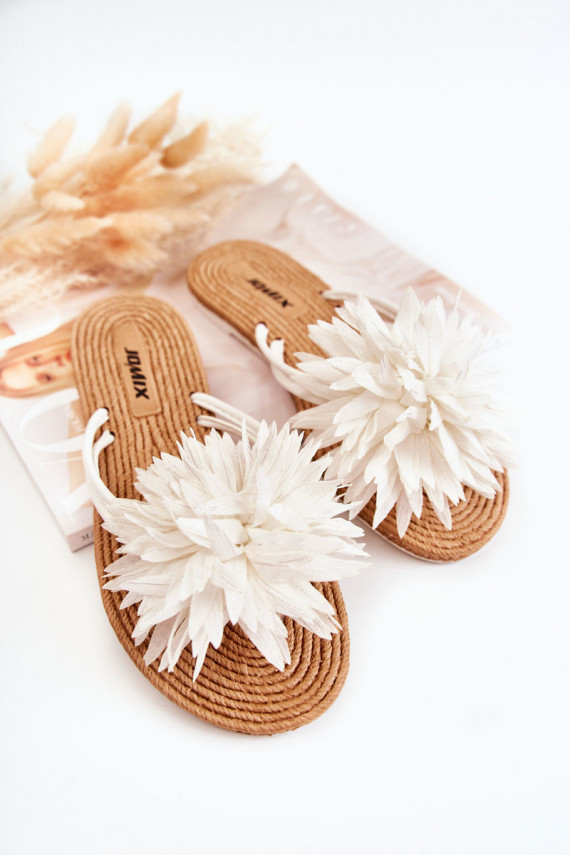 Women's Flip-flops With Fabric Ornament White Eviana