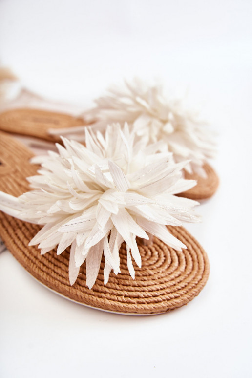 Women's Flip-flops With Fabric Ornament White Eviana Women's Flip-flops With Fabric Ornament White Eviana