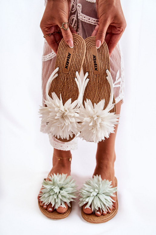 Women's Flip-flops With Fabric Ornament White Eviana Women's Flip-flops With Fabric Ornament White Eviana