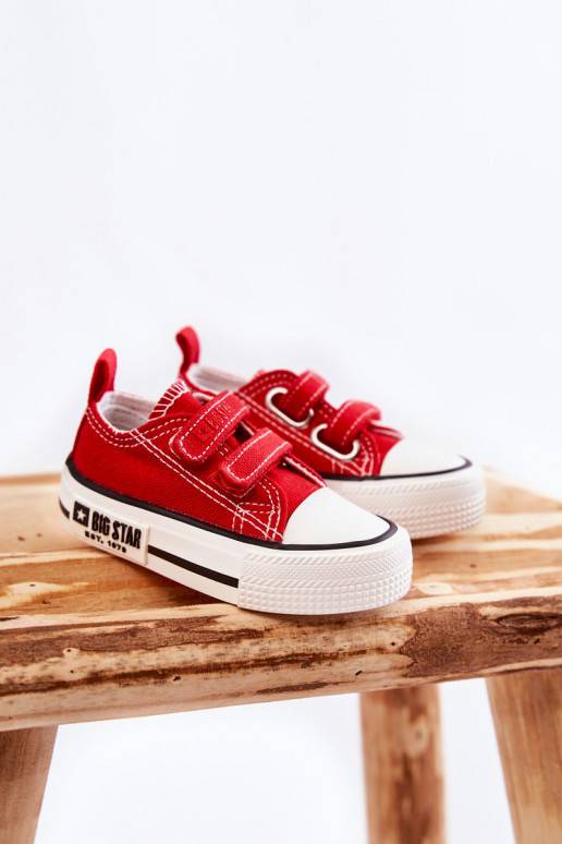 Children's Cloth Sneakers With Velcro BIG STAR KK374076 Red