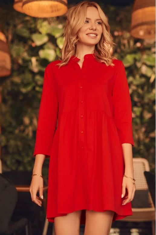The dress with buttons in red color