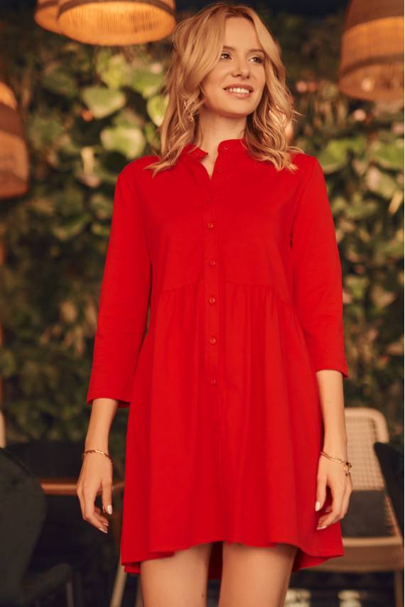 The dress with buttons in red color