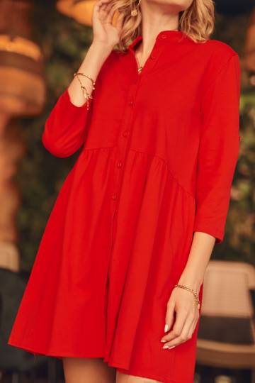 The dress with buttons in red color