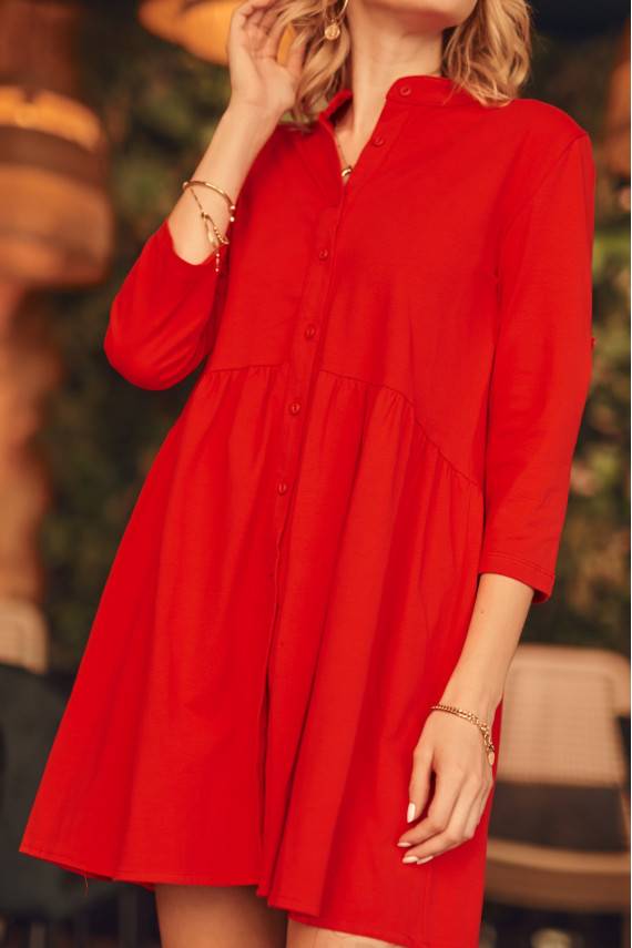 The dress with buttons in red color