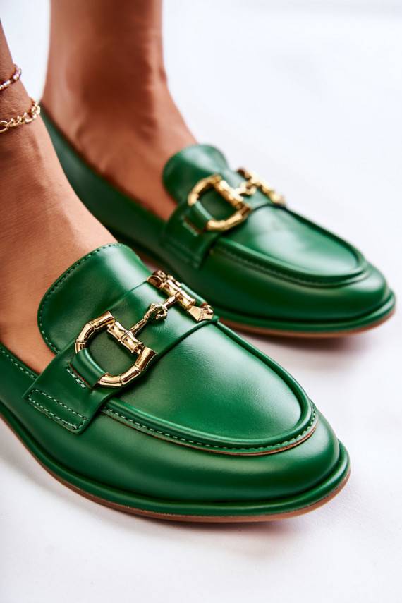 Women's Leather Loafers Green Coriso