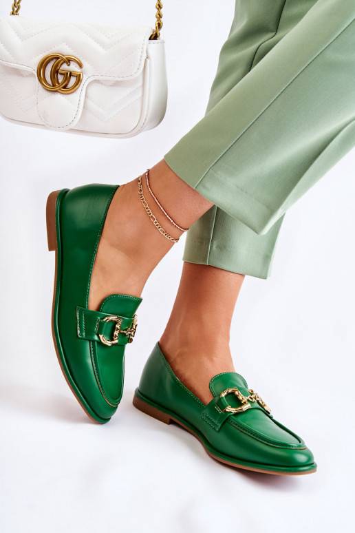Women's Leather Loafers Green Coriso
