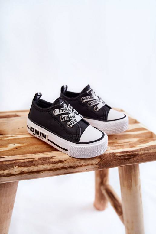 Children's Leather Sneakers BIG STAR KK374041 Black and white