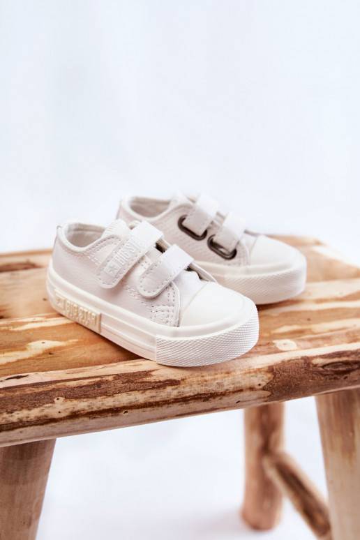 Children's Leather Sneakers With Velcro BIG STAR KK374091 White