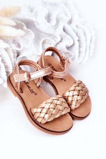 Children's Braided Sandals Rose Gold Bailly 2