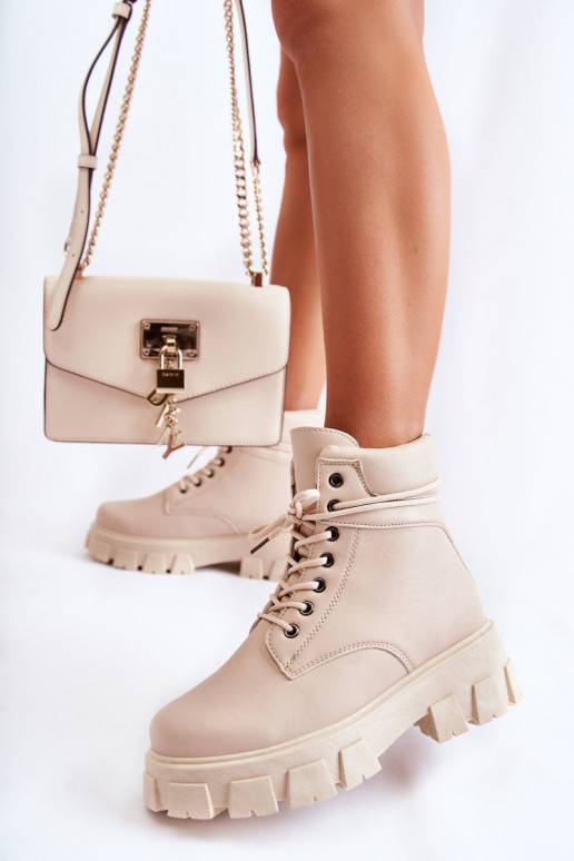 Women's Boots Warm Trappers Light Beige Flavin Women's Boots Warm Trappers Light Beige Flavin