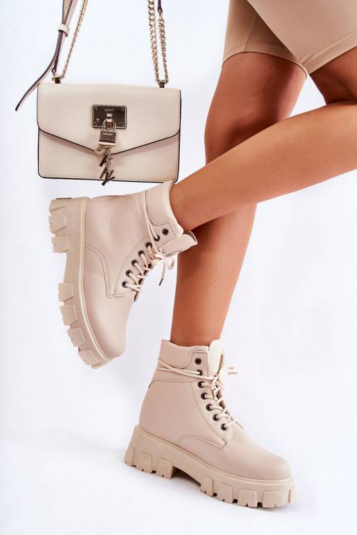 Women's Boots Warm Trappers Light Beige Flavin Women's Boots Warm Trappers Light Beige Flavin