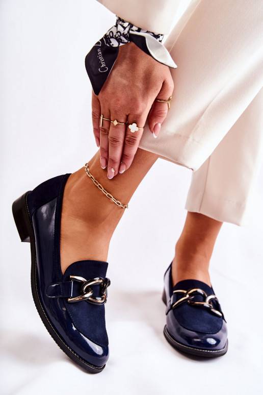Classic Moccasins With Chain Laura Messi 2531 Navy