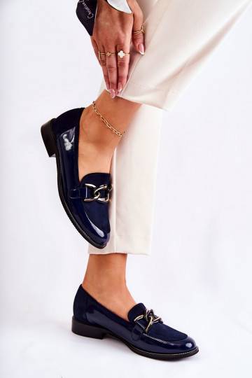 Classic Moccasins With Chain Laura Messi 2531 Navy 2