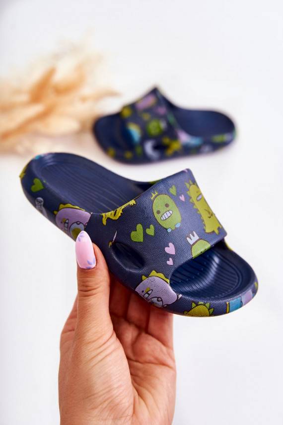Light Children's Slippers Dinosaurs Navy Astro