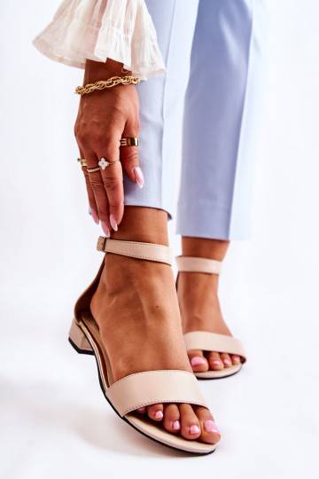 Women's Leather Sandals Beige Shanley 2