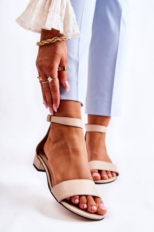 Women's Leather Sandals Beige Shanley Women's Leather Sandals Beige Shanley