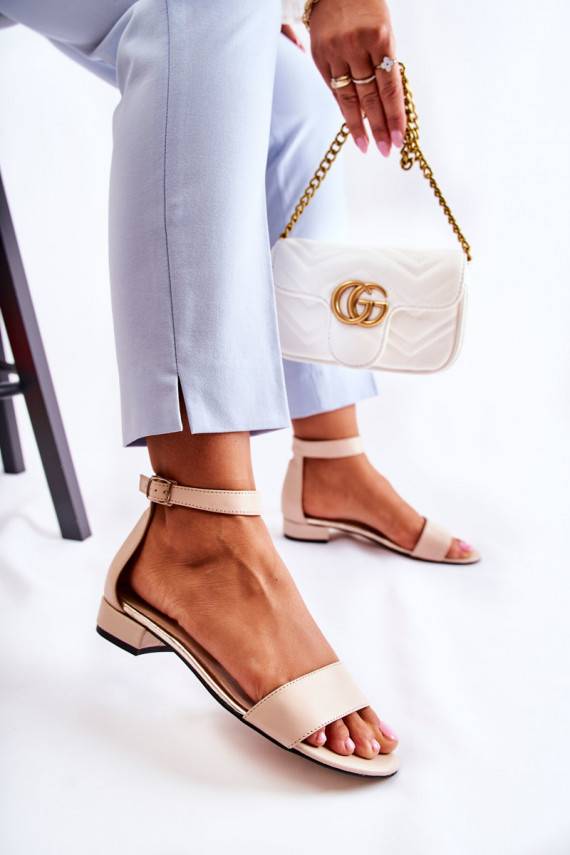 Women's Leather Sandals Beige Shanley
