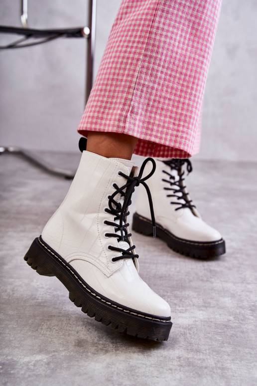 Women's Warm Snakeskin Boots White Salma