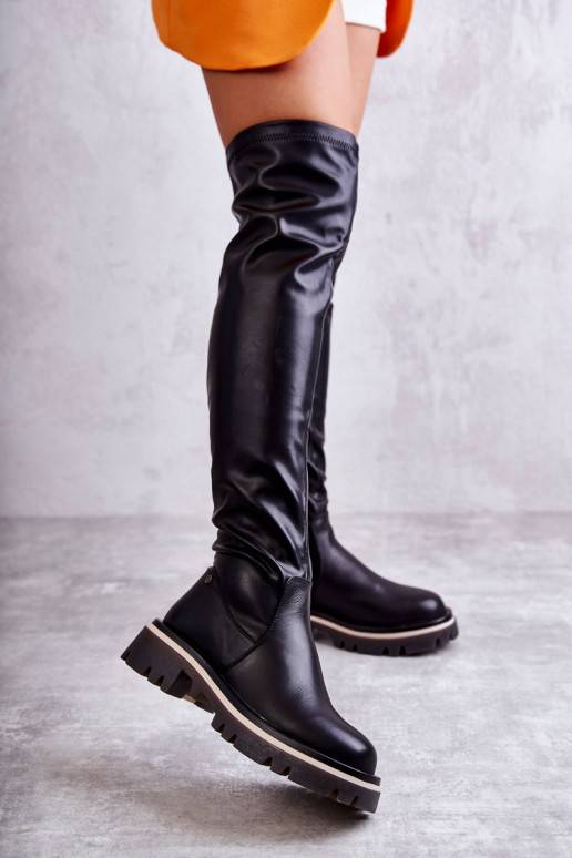 Leather boots Over the knee GOE KK2N4024 Black