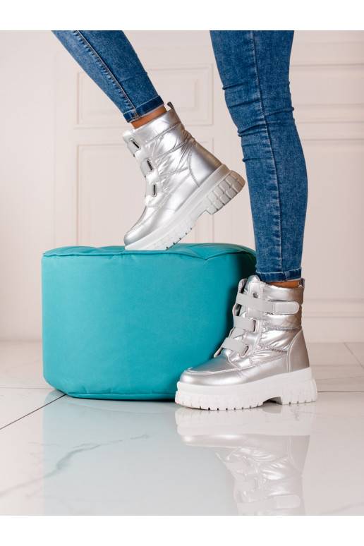 Women's snow boots na rzep Shelovet srebrne