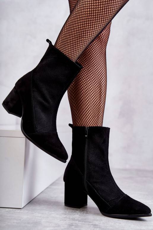 Women's Suede Boots On High Heel Nicole 2757 Black