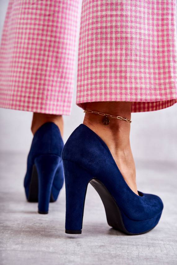 Classic Suede Pumps On Heel Navy Soro