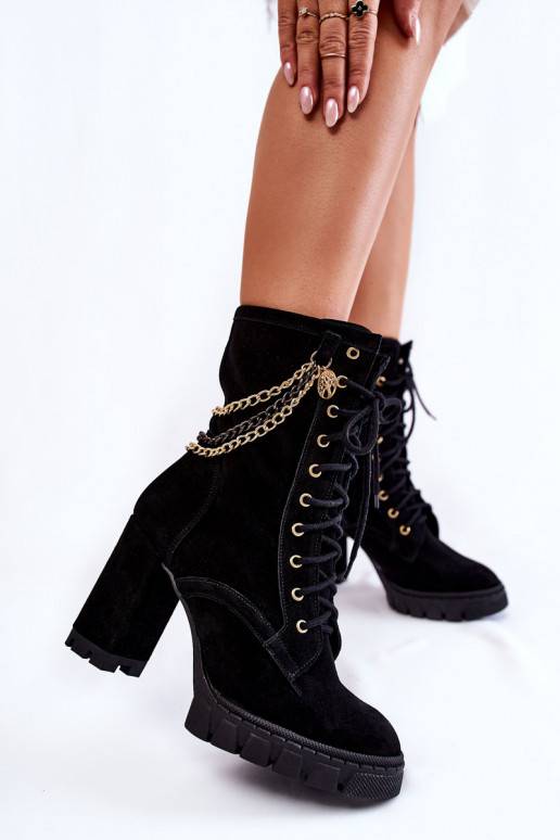 Suede lace-up boots Lewski Shoes 3244 / G Black