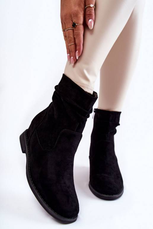 Fashionable Suede Boots On A Hidden Wedge Black Finney