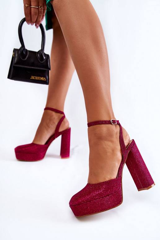 Women's Sandals Glitter On a Heel Dark pink Rosel