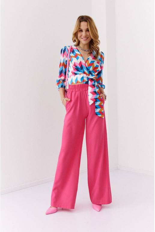 Flared trousers with pockets  bright pink