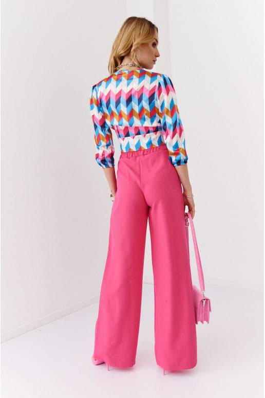 Flared trousers with pockets  bright pink Flared trousers with pockets  bright pink
