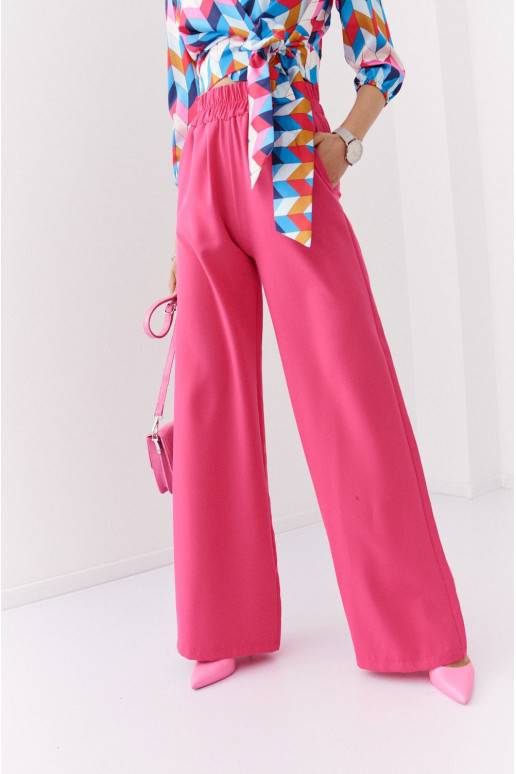 Flared trousers with pockets  bright pink Flared trousers with pockets  bright pink