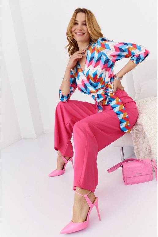 Flared trousers with pockets  bright pink Flared trousers with pockets  bright pink