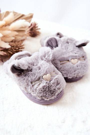 Children's Slippers Cats With Ears Grey Tammy 2