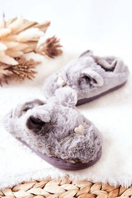 Children's Slippers Cats With Ears Grey Tammy