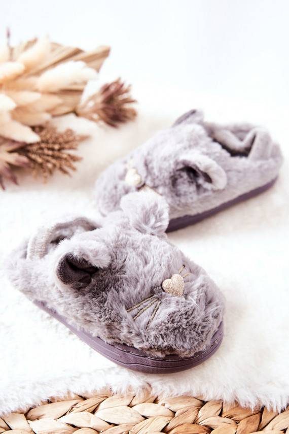 Children's Slippers Cats With Ears Grey Tammy