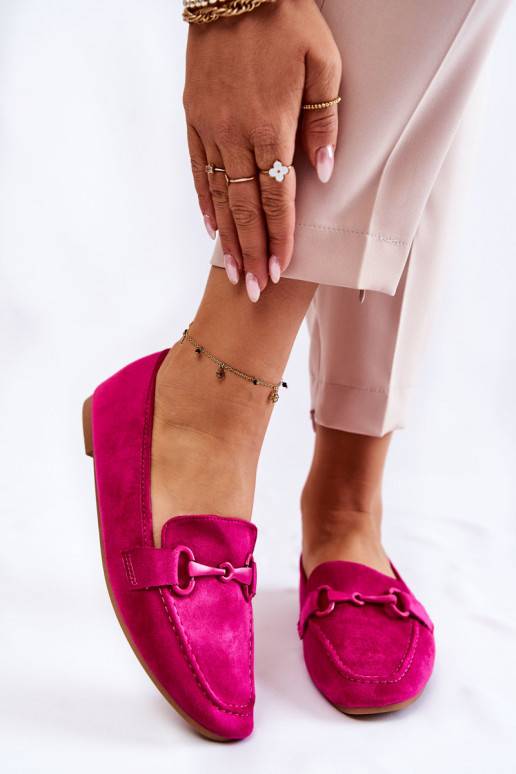 Suede loafers with decoration Fuchsia Santi