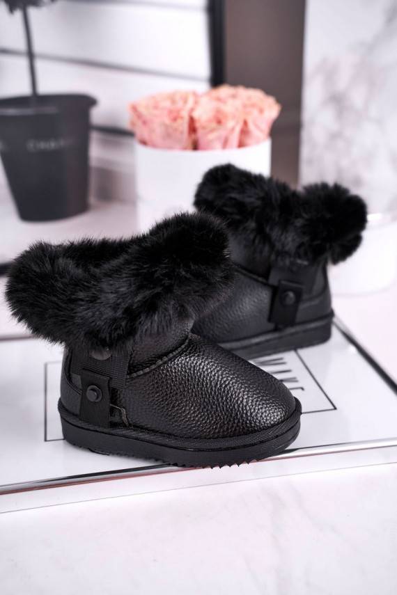 Children's snow boots warm with fur black Marella