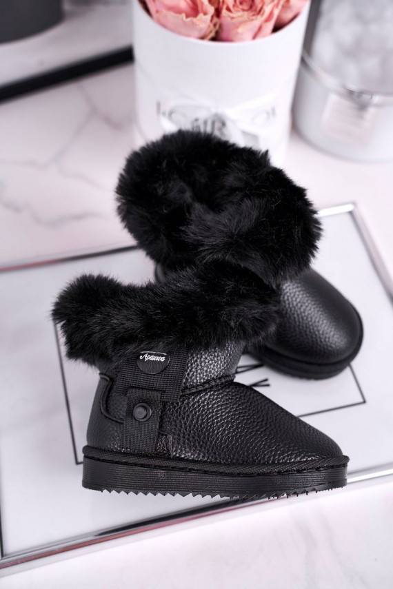 Children's snow boots warm with fur black Marella