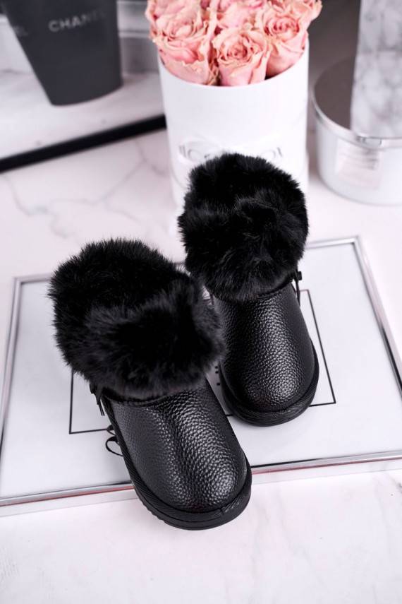 Children's snow boots warm with fur black Marella